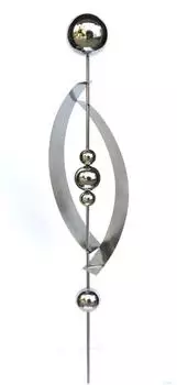 Garden Pleasure Gartenstecker Sirius Edelstahl Spirale mit Kugeln 140cm, silber