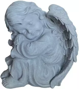 Relaxdays Grabengel schlafend Polyresin grau, wetterfest, 24cm