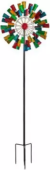 Dehner Riesen-Windrad Stahl bunt Ø61cm, H213cm