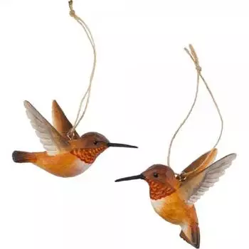 Wildlife Garden DecoBird Zimtkolibri handgeschnitzt, 2er Set (WG4673)