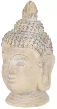 ECD Germany Buddha Kopf Figur Kunststein/Polyresin 55cm Beige/Grau