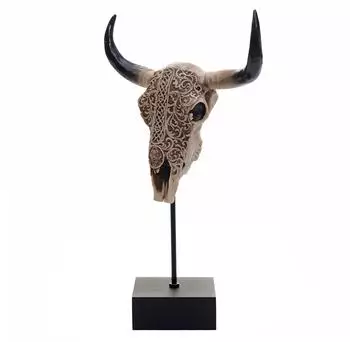 MCW Standfigur Stierkopf Tribal, Polyresin, 47x30x12cm (MCW-D30)