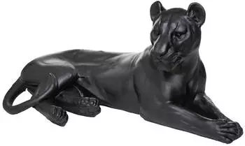 Atmosphera Liegender Leopard Figur Kunstharz Schwarz 80cm (ATM23-187936)