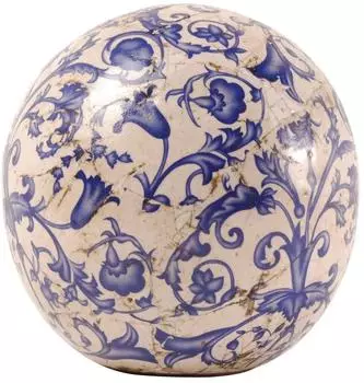 Esschert Aged Ceramic Dekokugel weiß/blau, 12,7cm (AC11)