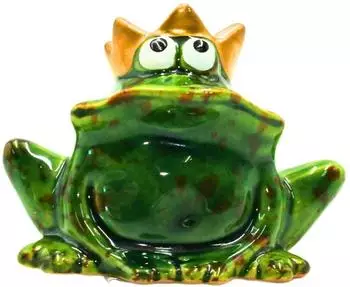 Dekohelden24 Froschkönig Dekofrosch grün, Keramik, 4x7x6cm (W-10029370)
