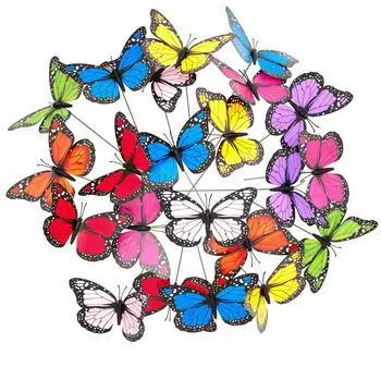 Relaxdays Schmetterling Pflanzkastenstecker 360er-Set, grün/pink/rot