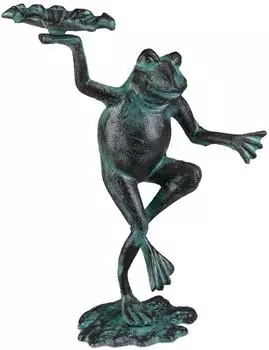 Relaxdays Gartenfigur Frosch, Gusseisen, grün, Größe M (10026407_58)