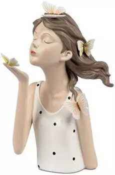 Formano Deko-Büste Dame mit Schmetterlingen, handbemalt, Polyresin, 30cm (716996)