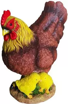Relaxdays Gartenfigur Huhn (Glucke mit Küken), Kunstharz, bunt, 24cm