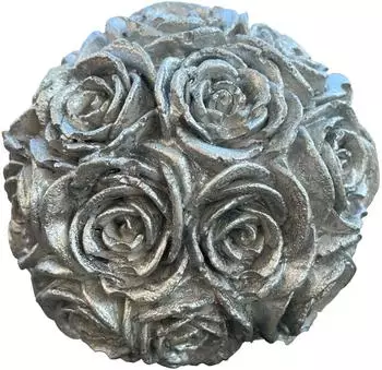 ZGM Rosenkugel aus Beton, groß, silberne Patina (DBL-693)