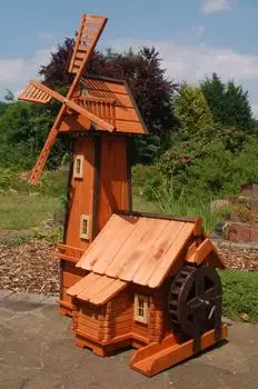Deko Shop Hannusch Gartenfigur Windmühle mit integrierter Wassermühle, kugelgelagert
