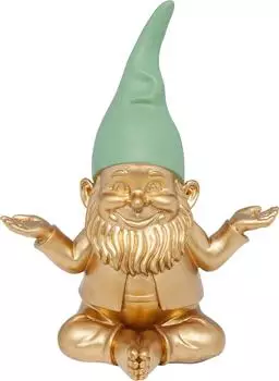 KARE Deko Figur Zwerg Meditation, gold/grün, 19cm (61589)
