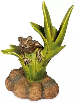 Esotec Wasserspeier-Figur Frosch sitzend auf Blätter (100741)