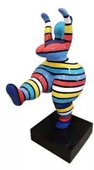 JV Möbel Abstrakte Skulptur Stuckgips 85cm blau/rot/gelb (JVM4062292160813)