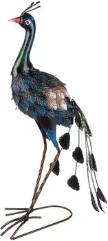 Gilde Pfau-Figur aus Metall, bunt, 59cm (67563)