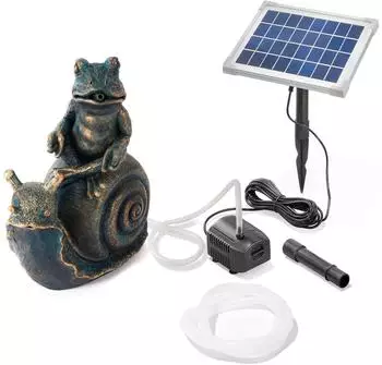 Esotec Solar Wasserspeierset Frosch auf Schnecke "Lilly & Nelly" mit Pumpe (101685)