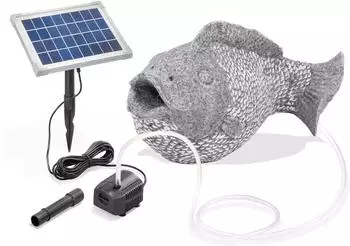Esotec Wasserspeier Fisch mit Solarpumpe, Teichfigur, H=22cm (101665)