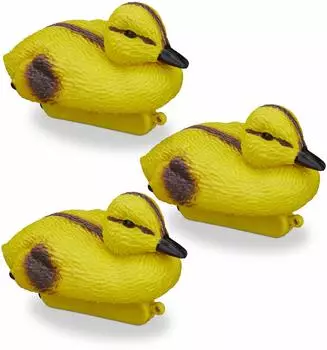 Relaxdays Schwimmende Dekoenten Küken gelb-schwarz, 3er-Set (10025377)