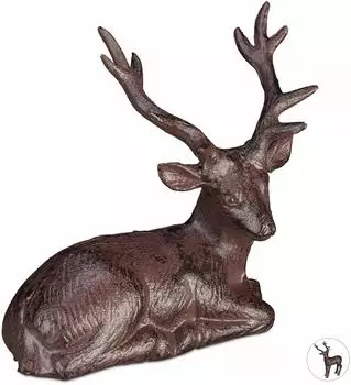 Relaxdays Hirschfigur sitzend, rustikal, Gusseisen, braun