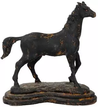 Aubaho Pferd auf Plinthe Skulptur, Eisen, 4,6kg