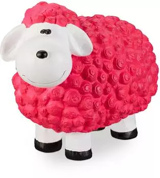 Relaxdays Gartenfigur Schaf, Keramik, pink, 44cm (10025666_52)