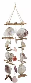 Relaxdays Windspiel Treibholz mit Muscheln, handgefertigt, bunt