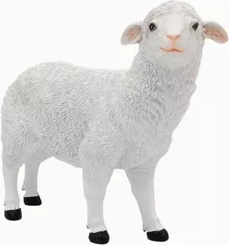 Geschenkestadl Schaf Gartenfigur wei&szlig;, wetterfest, 37cm (32cm hoch)