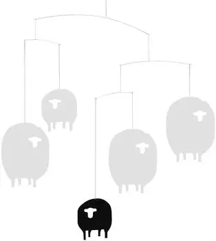 Flensted Mobiles Schaf Mobile, schwarz/wei&szlig;