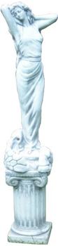 JS-GartenDeko Betonfigurfrau als Wasserspeier auf ionischer Säule