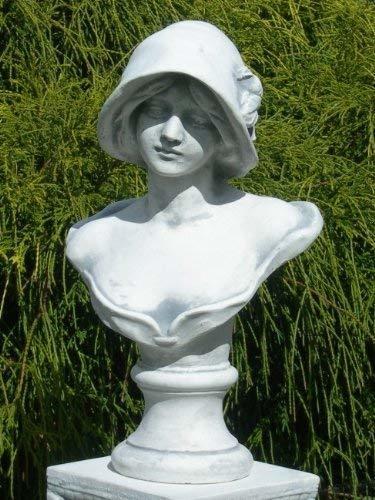 JS-GartenDeko Beton Figur Büste Frau mit Hut (H 39 cm)
