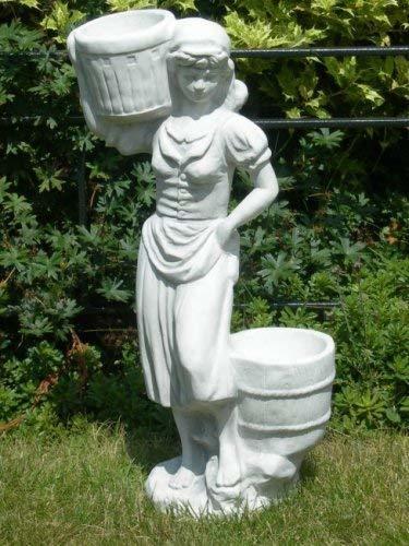 JS-GartenDeko Figur junge Frau mit Pflanztöpfen (H 50 cm)