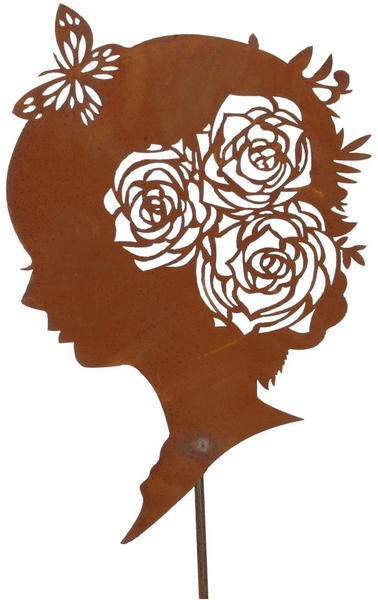 Ferrum Art Blumenkopf Silhouette auf Platte 61 cm