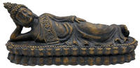 Dehner Magnesia-Buddha liegend 62,5x18x26cm Dunkelbraun/Gold