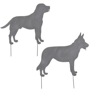 MICA Decorations Gartenstecker Hund grau 54 x 56 cm (0660458525)