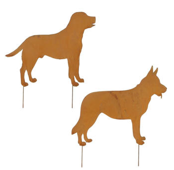 MICA Decorations Gartenstecker Hund rost 54 x 56 cm 2 verschiedene Motive (0660458258)
