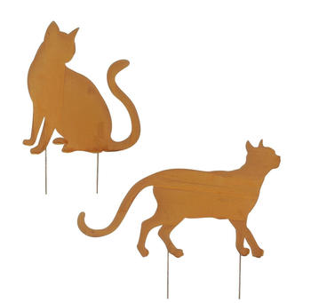 MICA Decorations Gartenstecker Katze rost 61 x 47 cm 2 verschiedene Motive (0660458259)