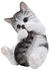 Dehner Polyresin-Kätzchen spielend Weiß Grau Dunkelgrau