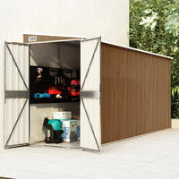 vidaXL Wandmontiertes Gartenhaus Braun 118 x 382 x 178 cm Verzinkter Stahl