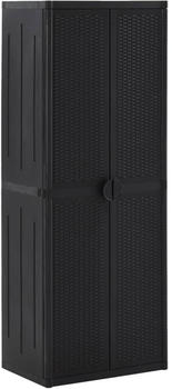 vidaXL Gartenschrank 65x45x172 cm PP Rattan Schwarz (151237)