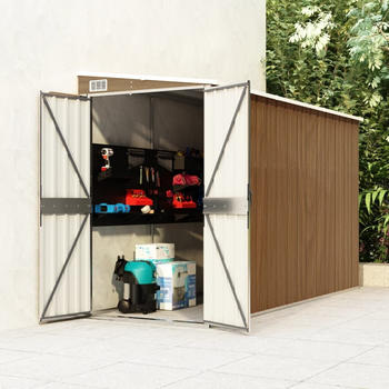 vidaXL Wand-Ger&auml;teschuppen Braun 118x288x178 cm Verzinkter Stahl (316228)