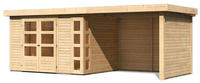Woodfeeling Kerko 5 + 280 cm Schleppdach/Seiten ohne und Rückwand naturbelassen 302 x 246 cm (9208)