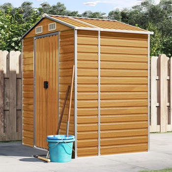 vidaXL Gerätehaus Verzinkter Stahl 191x130x198 cm Hellbraun (3188275)