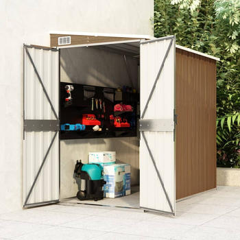 vidaXL Wand-Geräteschuppen Braun 118x194x178 cm Verzinkter Stahl (316224)