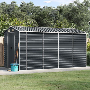 vidaXL Gerätehaus Anthrazit 191x385x198 cm Verzinkter Stahl (3188256)