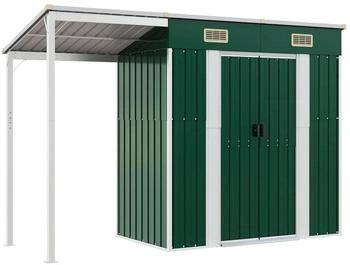 vidaXL Gartenhaus mit Schleppdach 277x110,5x181 cm Stahl Gr&uuml;n (364524)