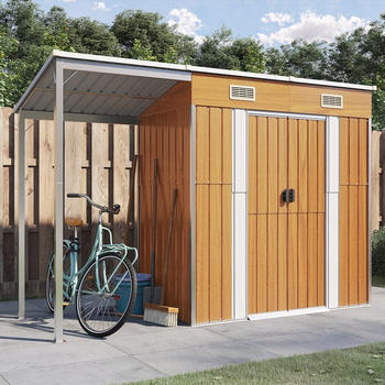 vidaXL Gartenhaus mit Schleppdach 277x110,5x181 cm Stahl Hellbraun (364528)