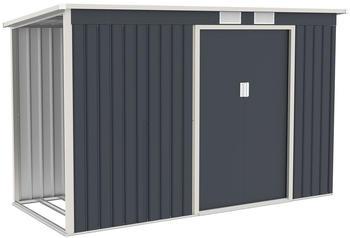 Juskys Ger&auml;tehaus M mit Holzunterstand links 130 x 213 x 171 cm Stahl dunkelgrau (22646)