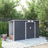 Juskys Gerätehaus M mit Holzunterstand links 130 x 213 x 171 cm Stahl dunkelgrau (22646)