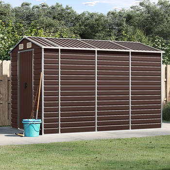 vidaXL Gerätehaus Braun 191x300x198 cm Verzinkter Stahl (3188266)