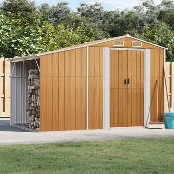 vidaXL Gerätehaus Hellbraun 277x192,5x179 cm Verzinkter Stahl (3188298)